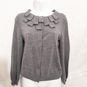Ann Taylor Wool Sweater M Loop Fringe Collar